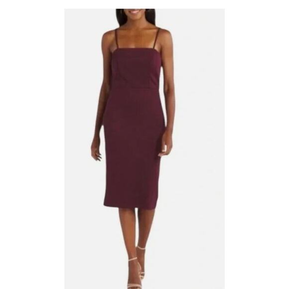 Unique Vintage X Nine Britton Burgundy Sheath Dress with Scallop Detail Sz L 365 - Picture 1 of 5